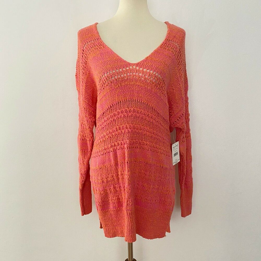 Free People Womens Hot Tropics V Neck Sweater Pullover Long Sleeve XS - Picture 2 of 9
